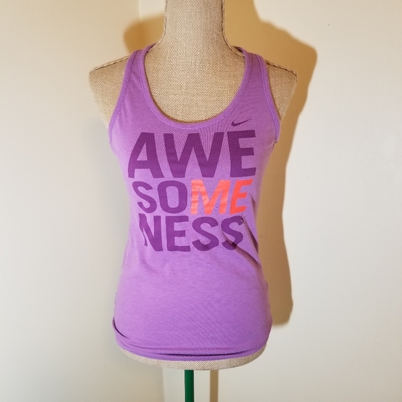 Nike Tops - 🌻3/$20 Nike purple "AWESOMENESS" racerback tank